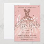 Glitter Dress Quinceañera Kaart (Voorkant / Achterkant)