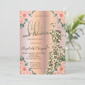 Glitter Dress, Roos Gold Floral 50th Birthday Kaart (Staand voorkant)