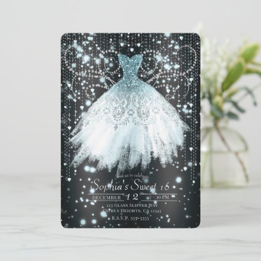 Glitter Dress Sweet 16-partij Kaart (Staand voorkant)
