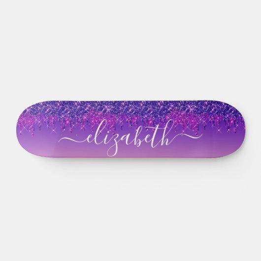 Glitter Drift Aangepaste Paarse roze Persoonlijk Skateboard (Horizontaal)