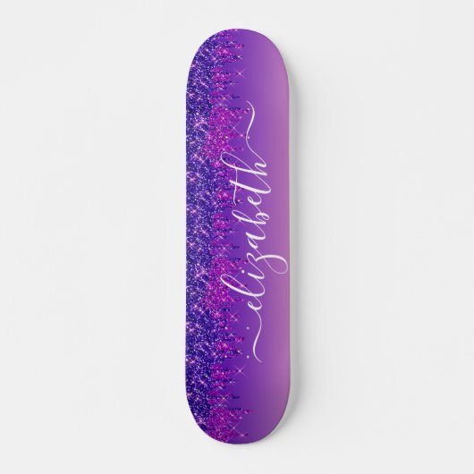 Glitter Drift Aangepaste Paarse roze Persoonlijk Skateboard (Voorkant)
