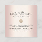 Glitter Drift Bakkerij Schuif Roze Vierkante Visitekaartje (Achterkant)