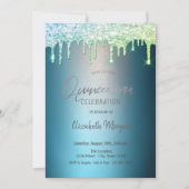 Glitter Drift Blue Quinceanera Kaart (Voorkant)