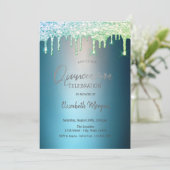 Glitter Drift Blue Quinceanera Kaart (Staand voorkant)