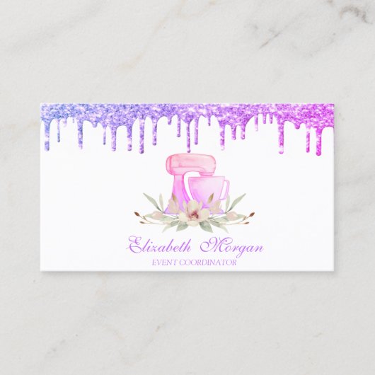 Glitter Drift Cake Mixer Bakery Visitekaartje (Voorkant)