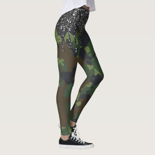 Glitter Drift Camouflage Camo Pattern Militaire Leggings (Rechts)