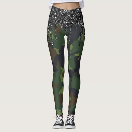 Glitter Drift Camouflage Camo Pattern Militaire Leggings (Voorkant)