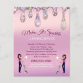 Glitter Drift Cartoon Maid Cleaning Service Flyer (Voorkant)