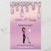 Glitter Drift Cartoon Maid Cleaning Service Flyer (Voorkant)