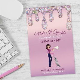 Glitter Drift Cartoon Maid Cleaning Service Flyer