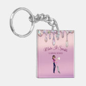 Glitter Drift Cartoon Maid Cleaning Service Sleutelhanger (Voorkant Links)