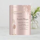 Glitter Drift Champagne Glass Quinceañera Kaart (Staand voorkant)