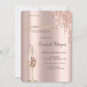 Glitter Drift Champagne Glass Quinceañera Kaart (Voorkant)