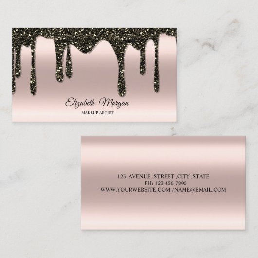 Glitter Drift elegant professioneel Roos Gold Visitekaartje (Voorkant / Achterkant)