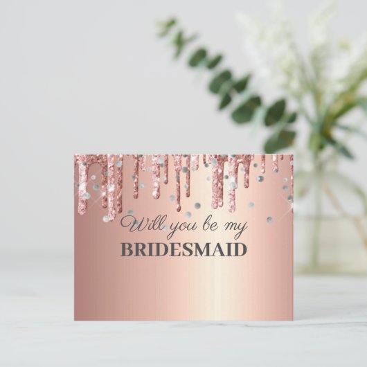 Glitter Drift Elegant zal je zijn als mijn bruidsm Briefkaart (Staand voorkant)