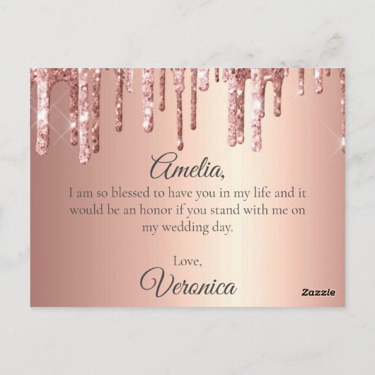 Glitter Drift Elegant zal je zijn als mijn bruidsm Briefkaart (Achterkant)