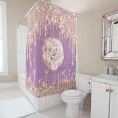 Glitter Drift Flower Diamond Roos Spark Paars Douchegordijn (In situ)