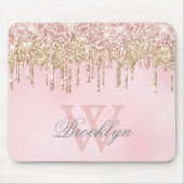 Glitter Drift Girly Blush Pink Gold Monogram Muismat (Voorkant)
