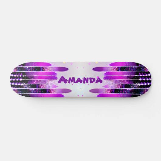 Glitter Drift Girly Name Personalized Skateboard (Horizontaal)