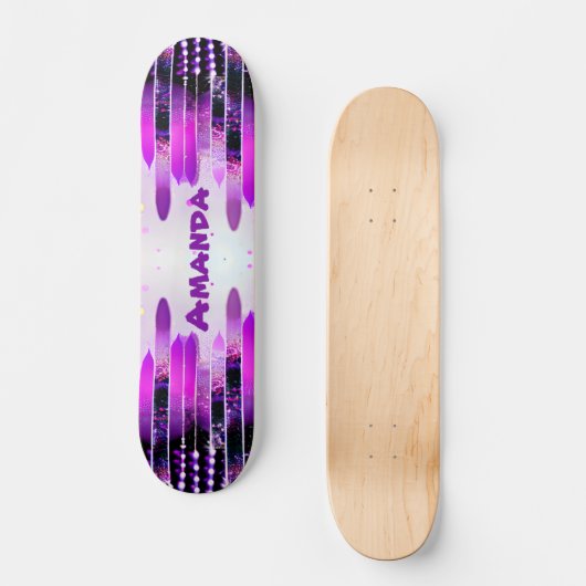 Glitter Drift Girly Name Personalized Skateboard (Voorkant)