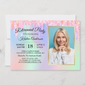 Glitter Drift Holographic Gold Retirement Party Kaart (Voorkant)