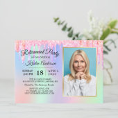 Glitter Drift Holographic Gold Retirement Party Kaart (Staand voorkant)