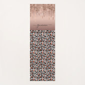 Glitter Drift Leopard Roos Gold Girly Yogamat (Voorkant)