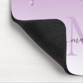 Glitter Drift Paarse plum Sparkle Monogram Elegant Muismat (Hoek)