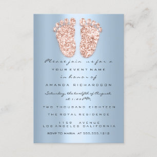 Glitter Drift Roos Blue Baby shower Feet Foot Kaart