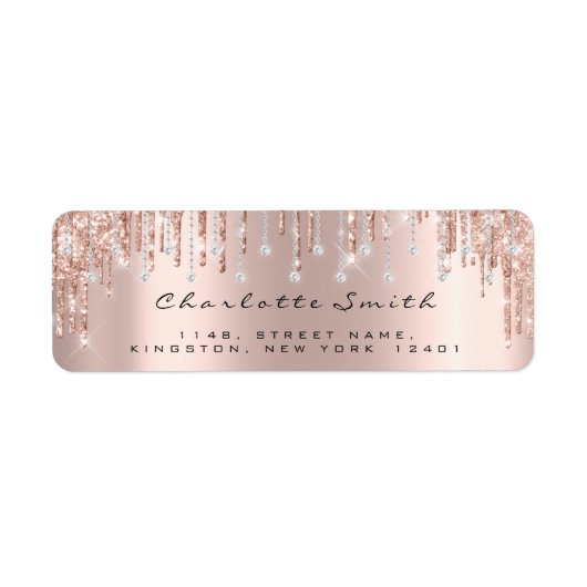Glitter Drift Roos Diamond Return Address Labels (Voorkant)