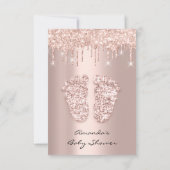 Glitter Drift Roos Gold Baby Girl Shower Feet Kaart (Achterkant)