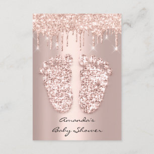 Glitter Drift Roos Gold Baby Girl Shower Feet Kaart
