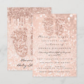 Glitter Drift Roos Gold Baby shower Feet Foot Kaart (Voorkant / Achterkant)