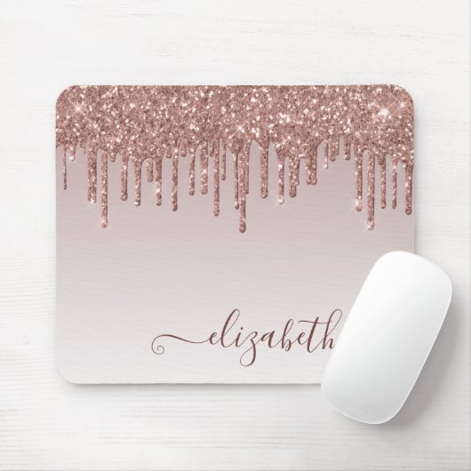 Glitter Drift Roos Gold Elegant Heart Script Name Muismat (Met muis)