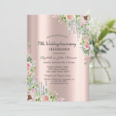 Glitter Drift Roos Gold Floral Wedding Jubileum Kaart (Staand voorkant)