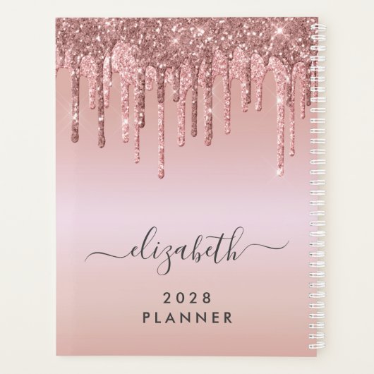 Glitter Drift Roos Gold-gepersonaliseerd Planner (Achterkant)