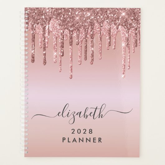Glitter Drift Roos Gold-gepersonaliseerd Planner (Voorkant)