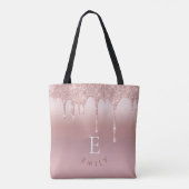Glitter Drift Roos Gold Initiaal Naam Monogram Tote Bag (Achterkant)
