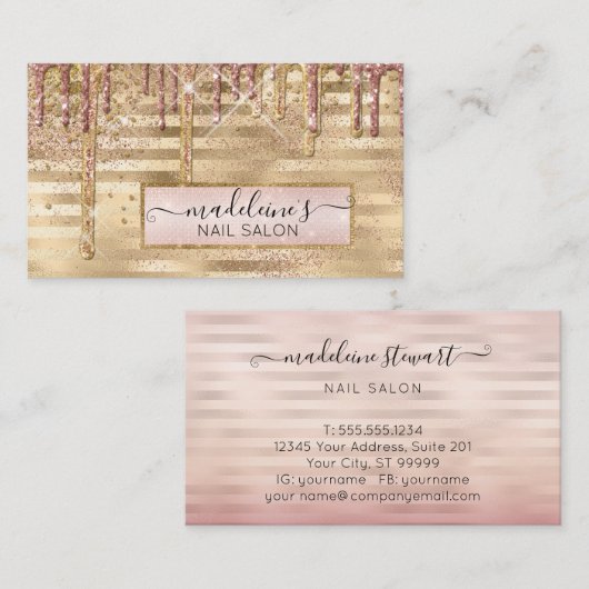 Glitter Drift Roos Gold Nail Salon Professional Visitekaartje (Voorkant / Achterkant)