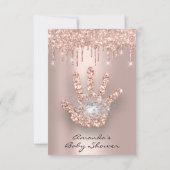 Glitter Drift Roos Heart Crystal Baby shower Hand Kaart (Achterkant)