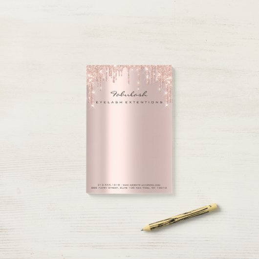 Glitter Drift roze roze roodbruine naam min. Post-it® Notes (Op bureau)