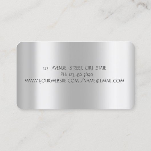 Glitter Drift Silver Cupcake Bakery Visitekaartje (Achterkant)