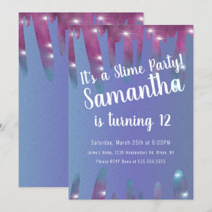 Glitter Drift Slime Party Birthday Sparkle Blue Kaart