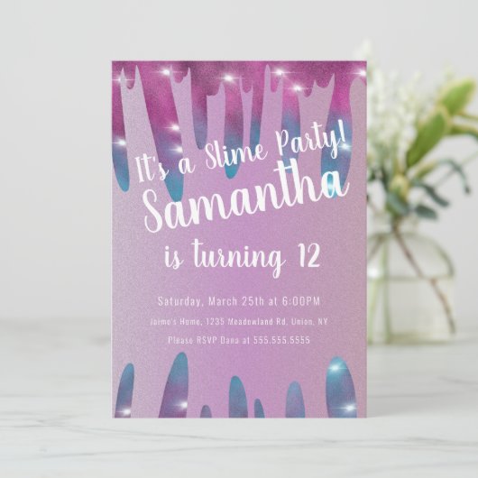 Glitter Drift Slime Party Birthday Sparkle Kaart (Staand voorkant)