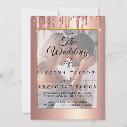 Glitter Drift Vellum Overlay Wedding Invitation Kaart (Voorkant)