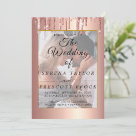 Glitter Drift Vellum Overlay Wedding Invitation Kaart