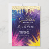 Glitter Drift Waterverf Splash Quinceañera Kaart (Voorkant)