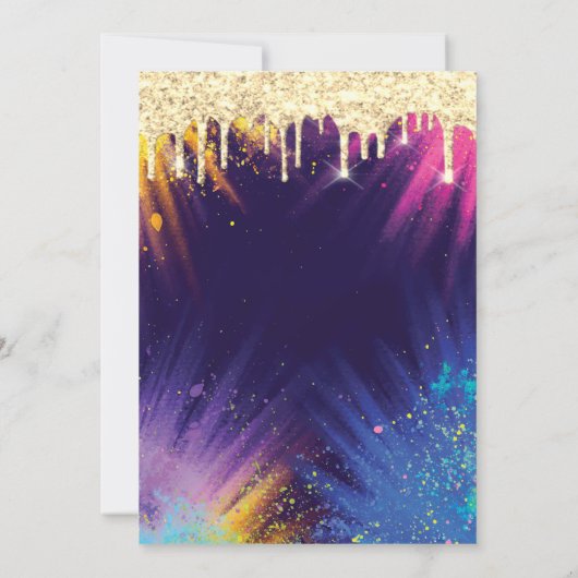 Glitter Drift Waterverf Splash Quinceañera Kaart (Achterkant)