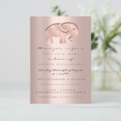 Glitter Drijft Roos Baby shower Elephant Kaart (Staand voorkant)