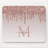 Glitter Drijft Roos Gold Monogram Elegant Script Muismat (Voorkant)